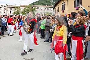 The Capodieci of SantÃ¢â¬â¢ Antonio arrives to participate in the annual Festa dei Ceri, Gubbio